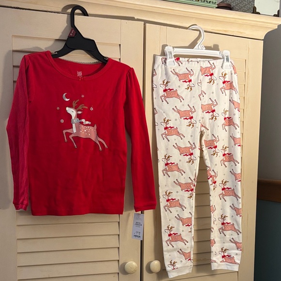 Festive Reindeer Kids Pajama Set - Picture 1 of 5